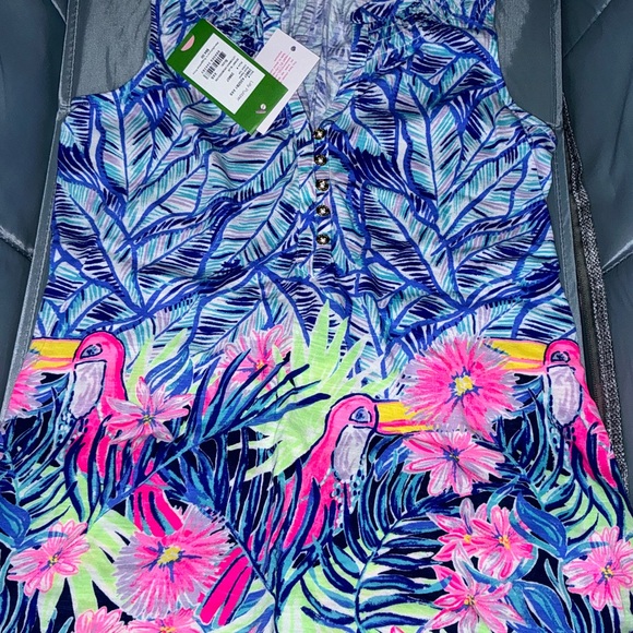 Lilly Pulitzer NWT Essie Top Bennet Blue Lets Mango $64 Size XXS - Picture 2 of 10